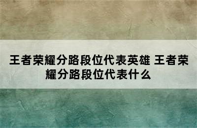 王者荣耀分路段位代表英雄 王者荣耀分路段位代表什么